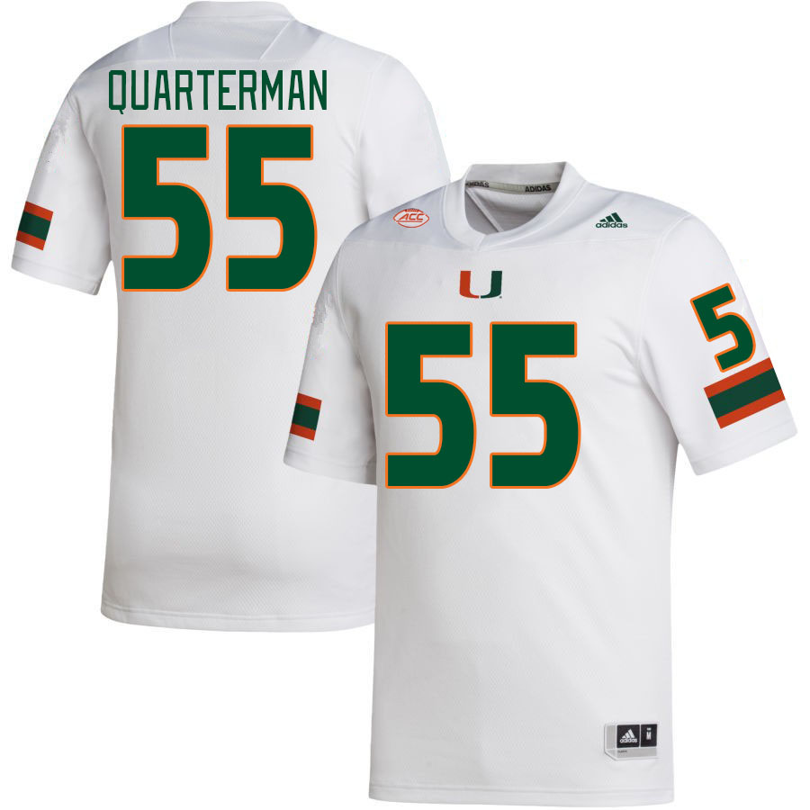 #55 Shaq Quarterman Miami Hurricanes Jerseys Football Stitched-White